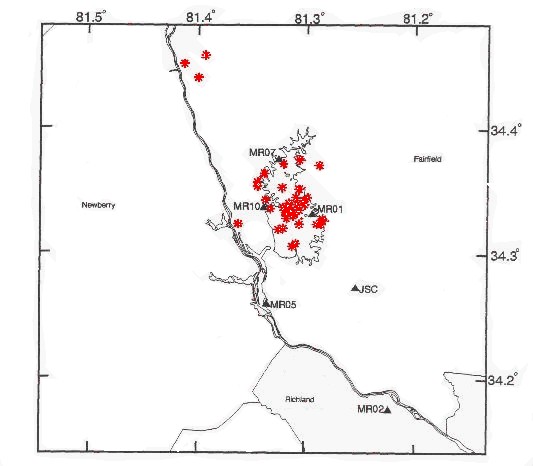 Earthquakes in 1996 near Monticello Reservoir